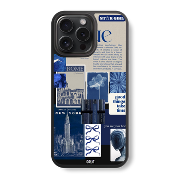 Blue Hues Collage Glass Case