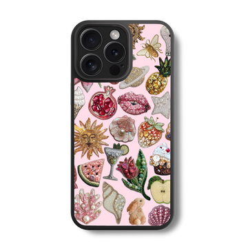 Rose Quartz Charm Collage Glass Case