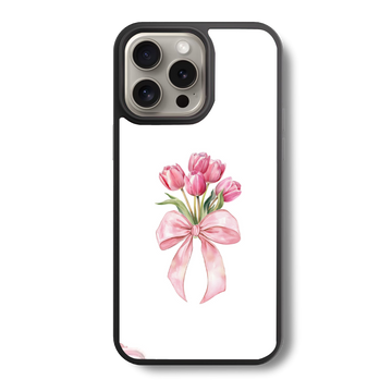 The Ribboned Tulip Bouquet Glass Case