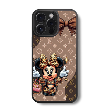 Leopard Bow Minnie Glass Case