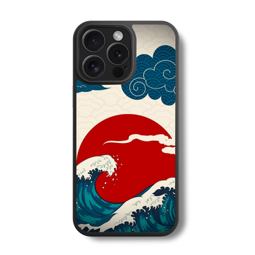 Japanese Wave Sunset Glass Case