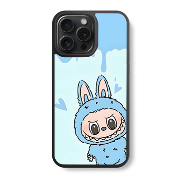 Blue Labubu Grin Glass Case
