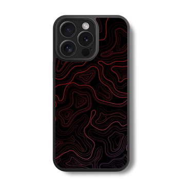 Red Contour Map Glass Case