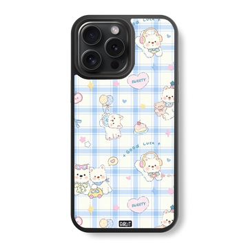 Floral Blue Plaid Glass Case