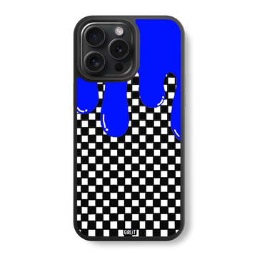 Checker Blue Drip Glass Case
