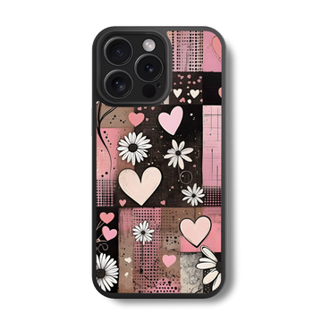 Daisies and Hearts Design Glass Case