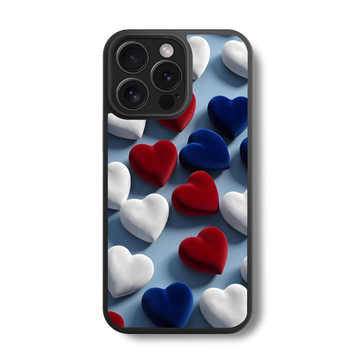 Red, White & Blue Hearts Glass Case