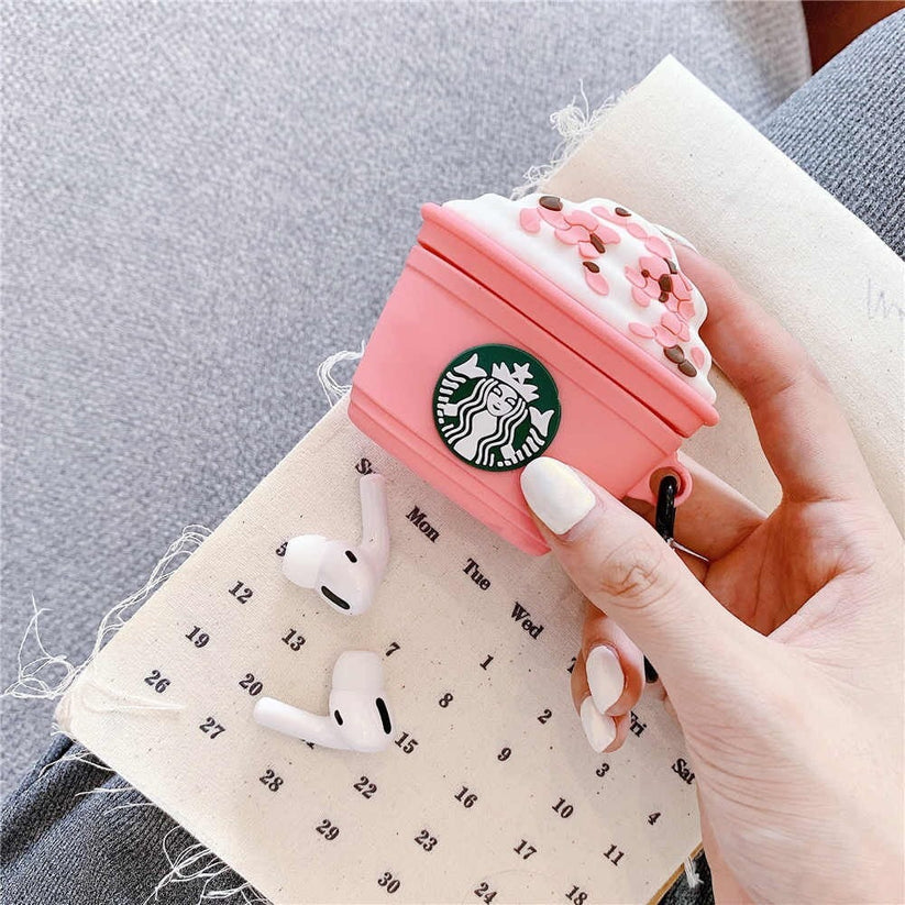 PINK COFFEE STAR-BUCKS TOUGH AIRPODS CASE COVER FOR 1/2, 3 AND AIRPODS PRO