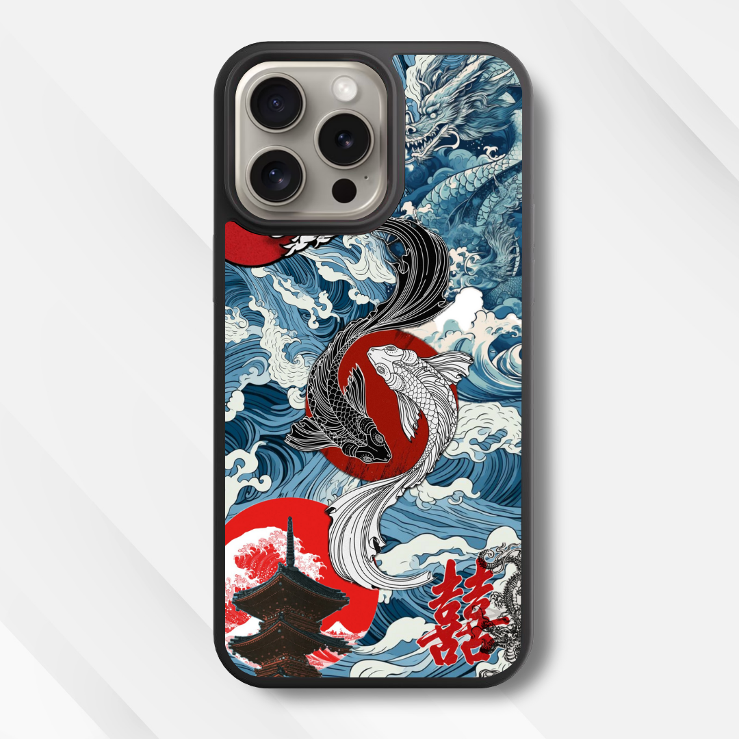 Yin-Yang Koi Glass Case