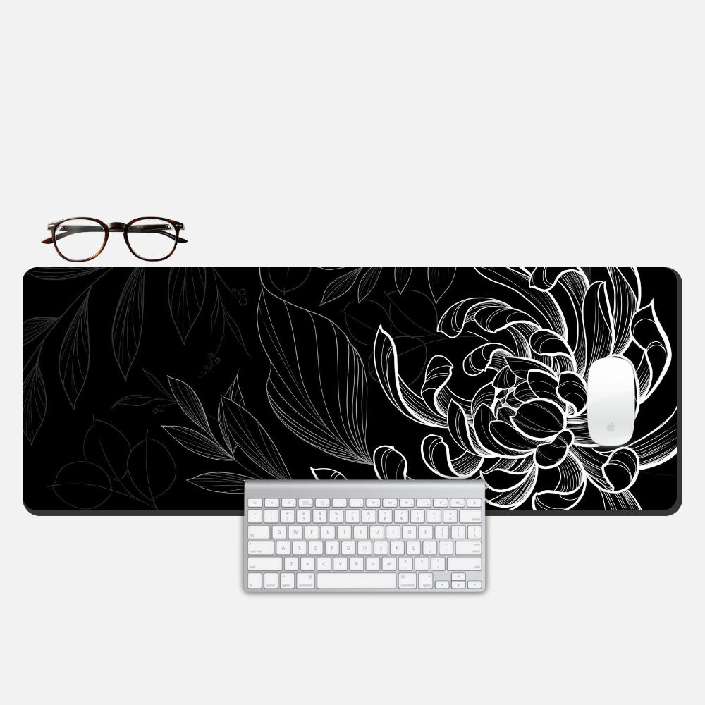 Chrysanthemum Noir Desk Mat and Gaming Mouse Pad