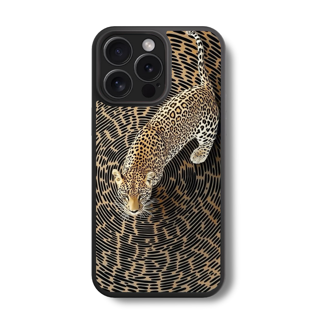 Golden Leopard Vortex Glass Case