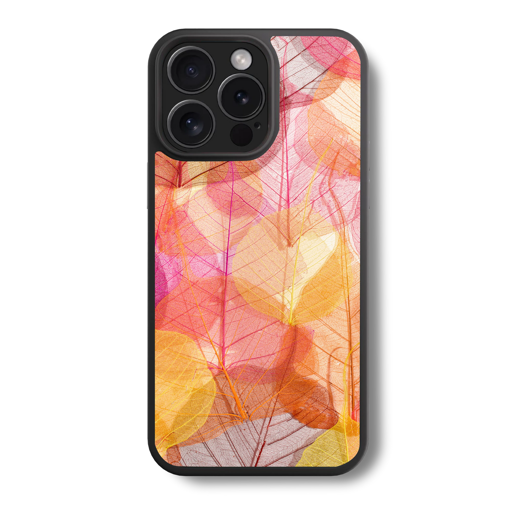 Colourful Peepal Leafs Glass Case