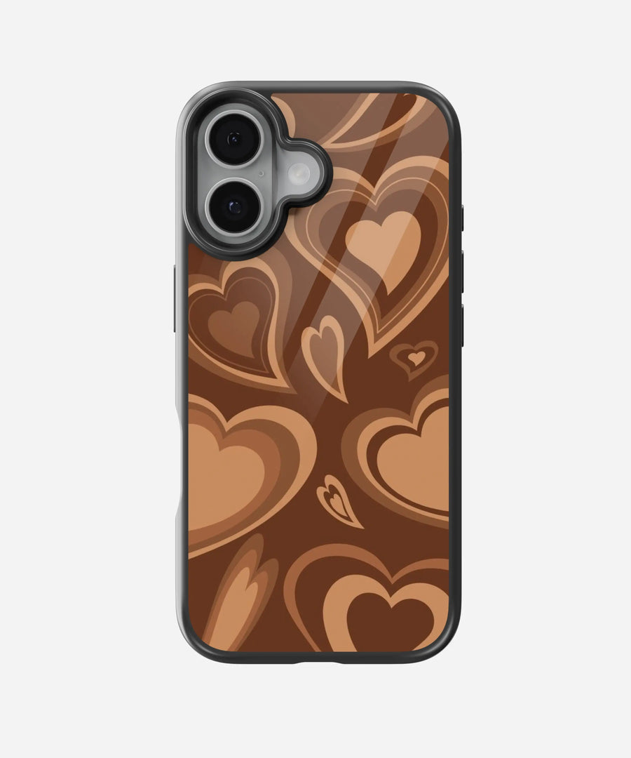 Melting Choco Hearts Aesthetic Glass Phone Case