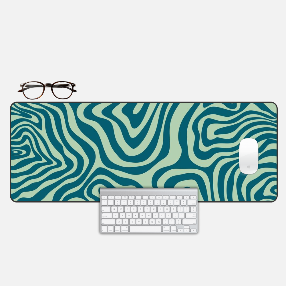 Teal Vortex Desk Mat and Gaming Mouse Pad
