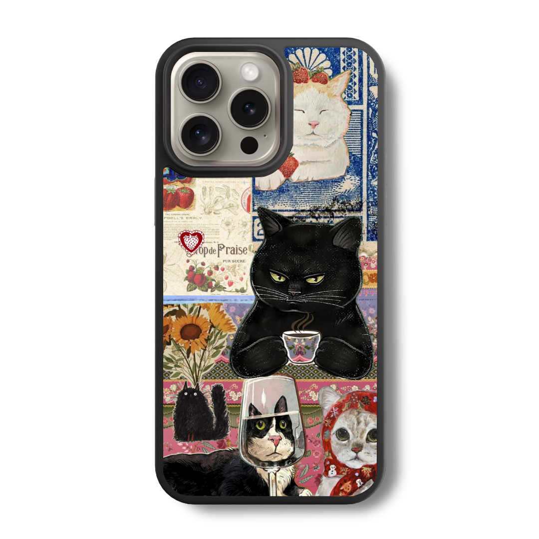 Feline Fables Collage Glass Case