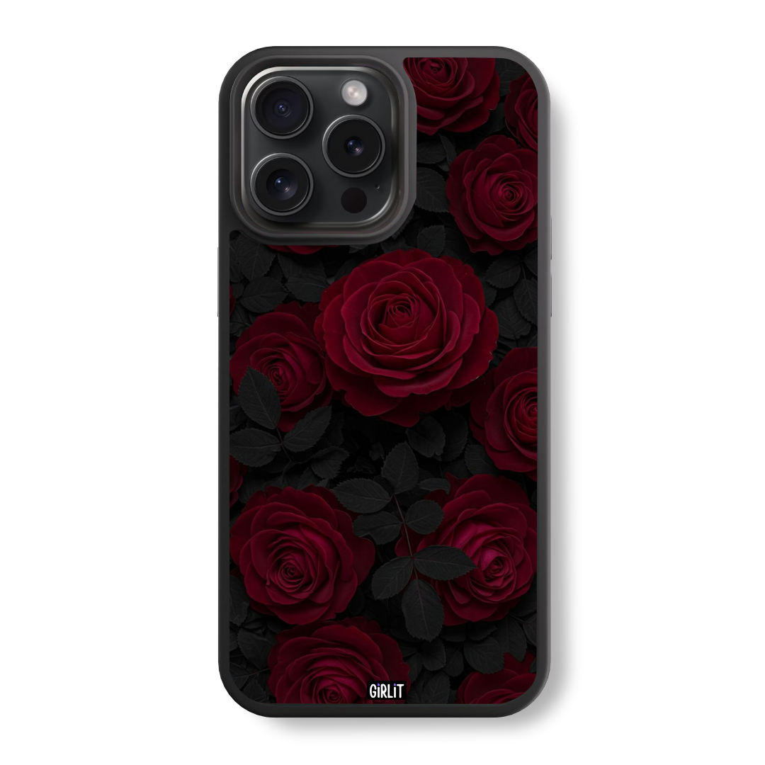 Velvet Night Roses Glass Case