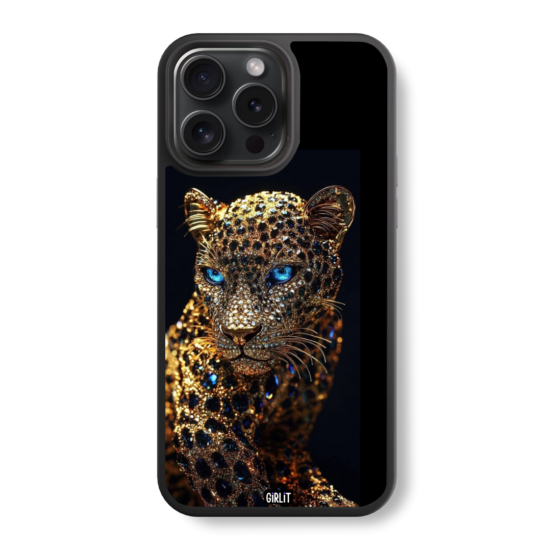 Jeweled Jaguar Glass Case