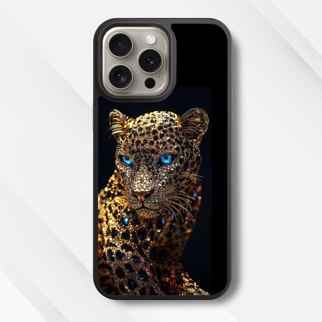 Jeweled Jaguar Glass Case