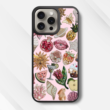 Rose Quartz Charm Collage Glass Case