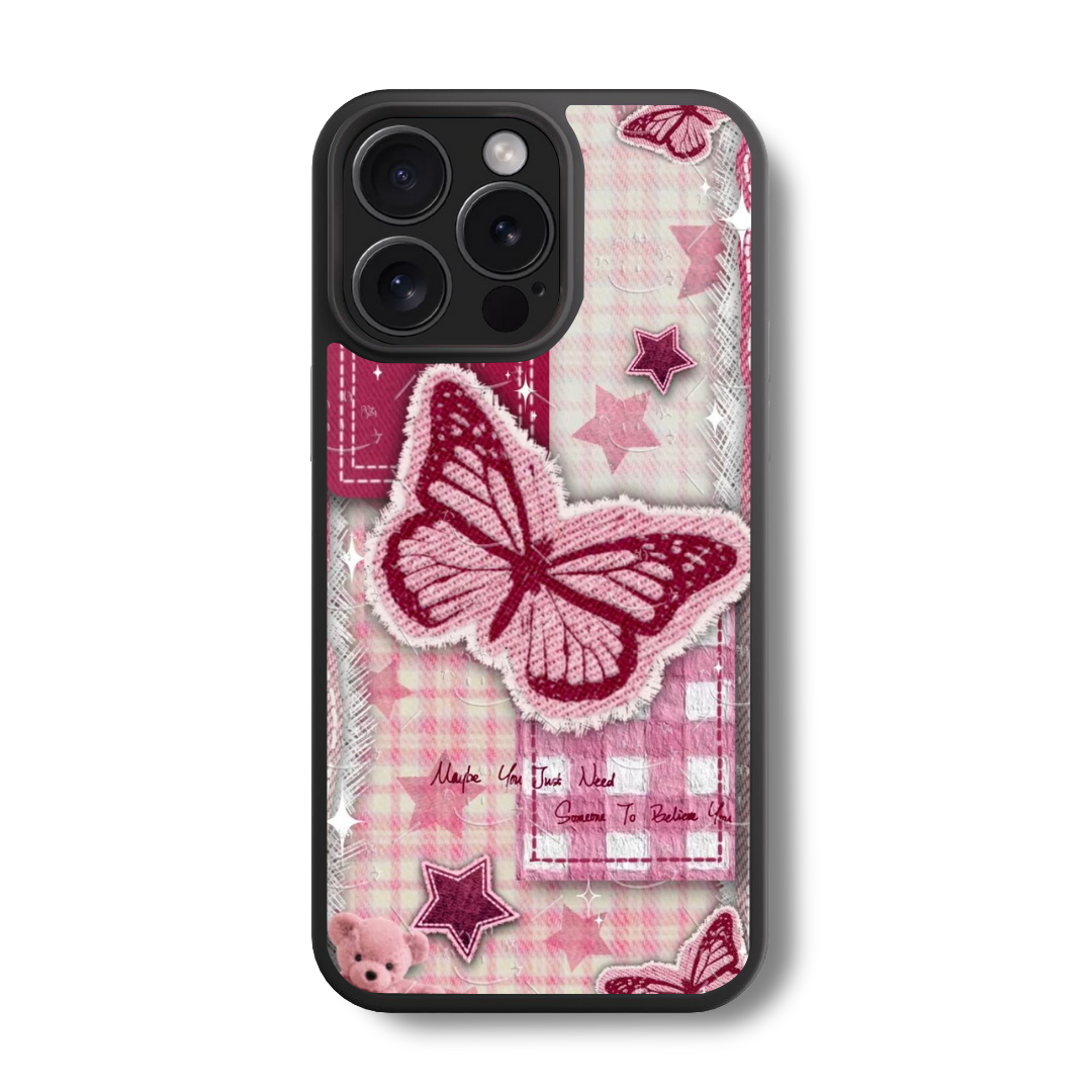 The Pink Flutter Glass Case