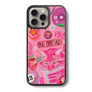 Pink Kitty Kawaii Glass Case