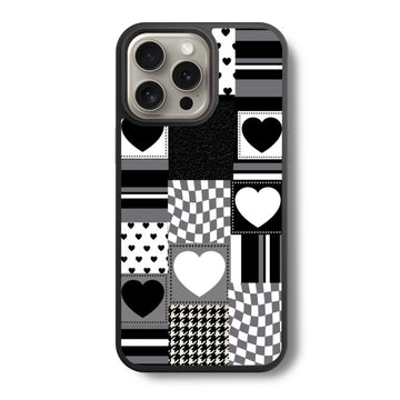 Asthetic Heart Checkered Glass Case