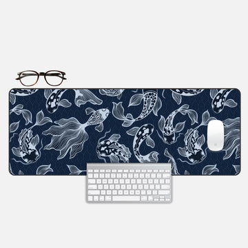 Indigo Koi Desk Mat and Gaming Mouse Pad