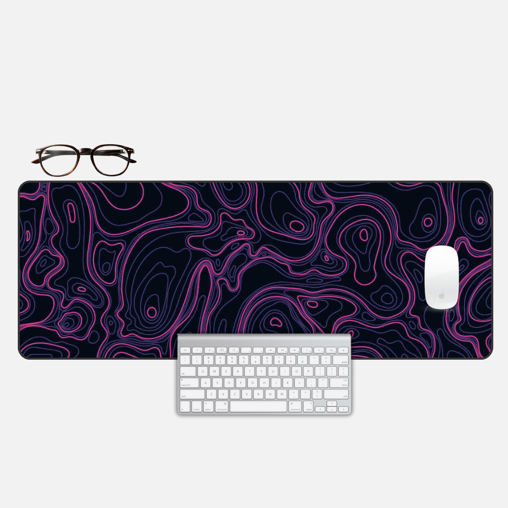 Labyrinth Pink Topography Desk Mat and Gaming Mouse Pad