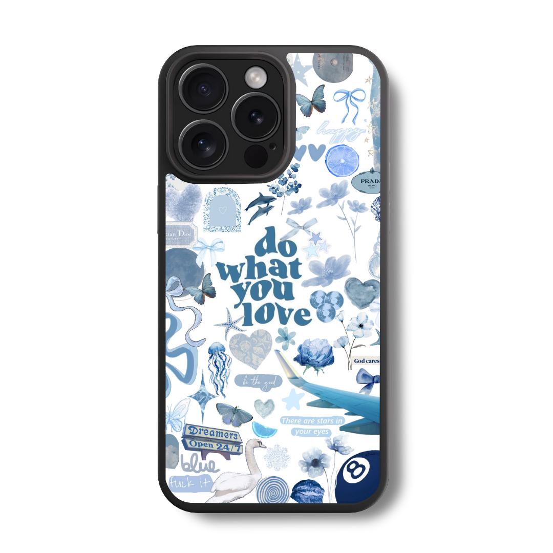 Sky Blue Inspiration Collage Glass Case