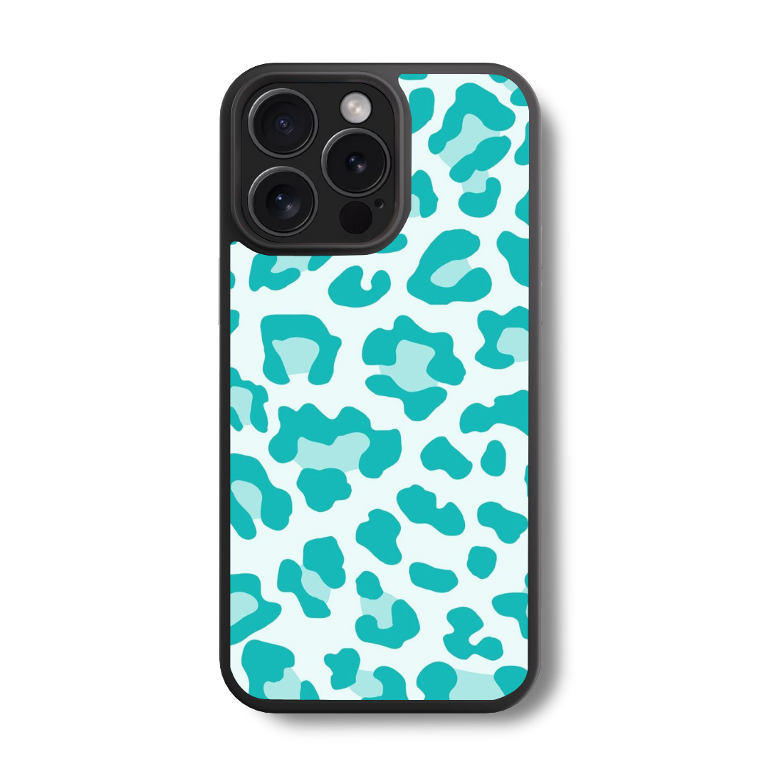 Blue Leopard Print Glass Case
