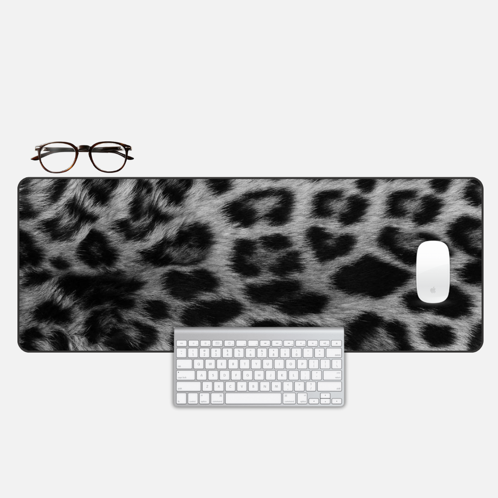 Grey Leopard Desk Mat and Gaming Mouse Pad