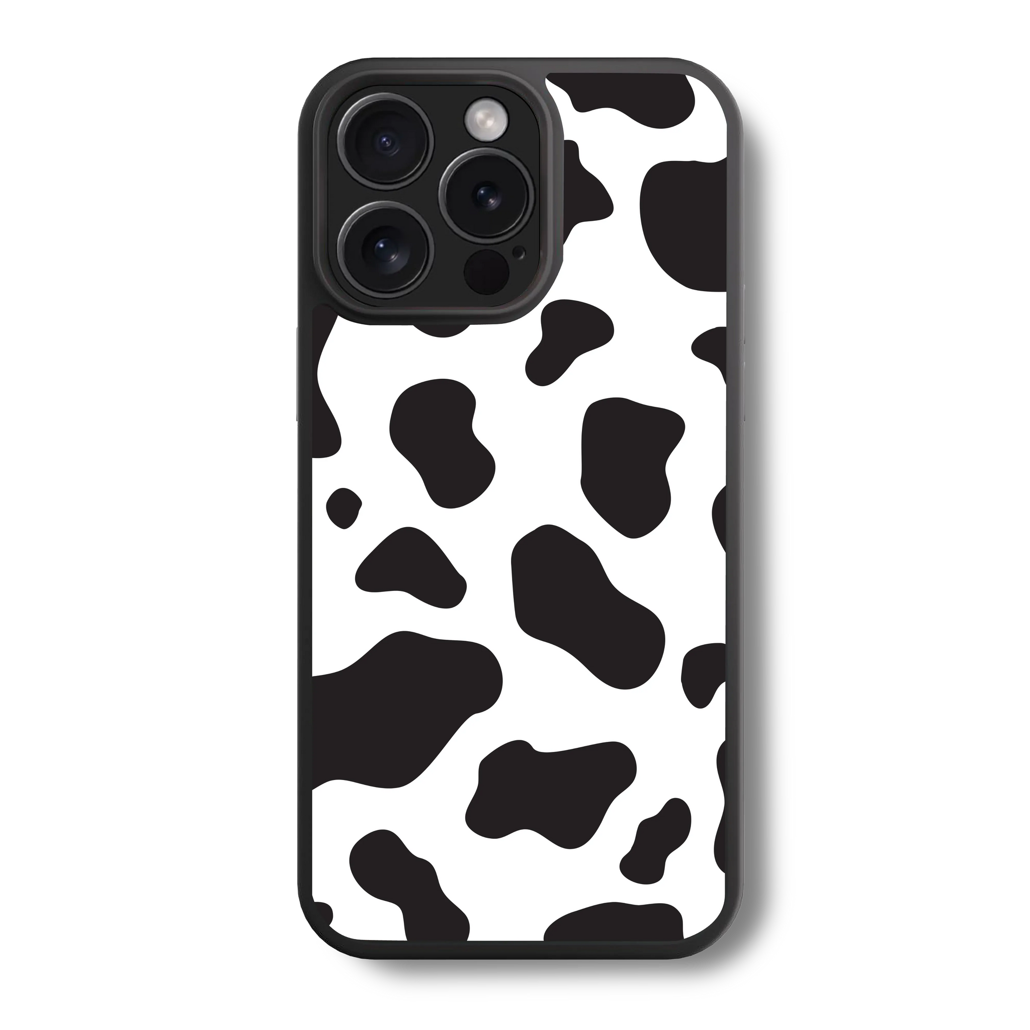 Y2k Black Cow Print Glass Case