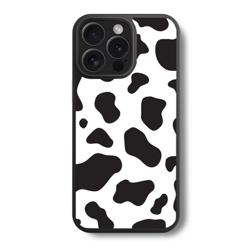 Y2k Black Cow Print Glass Case