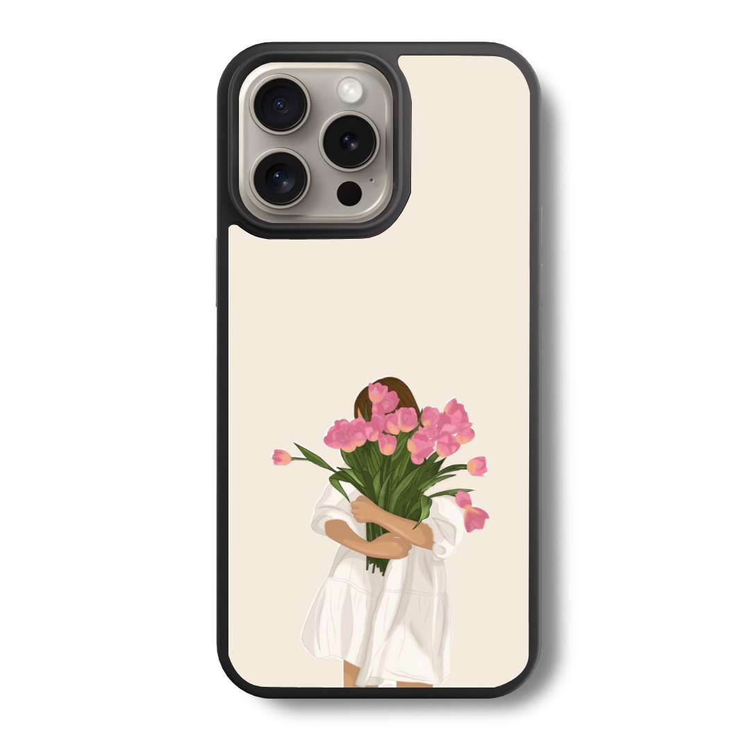 The Girl & Her Tulips Glass Case