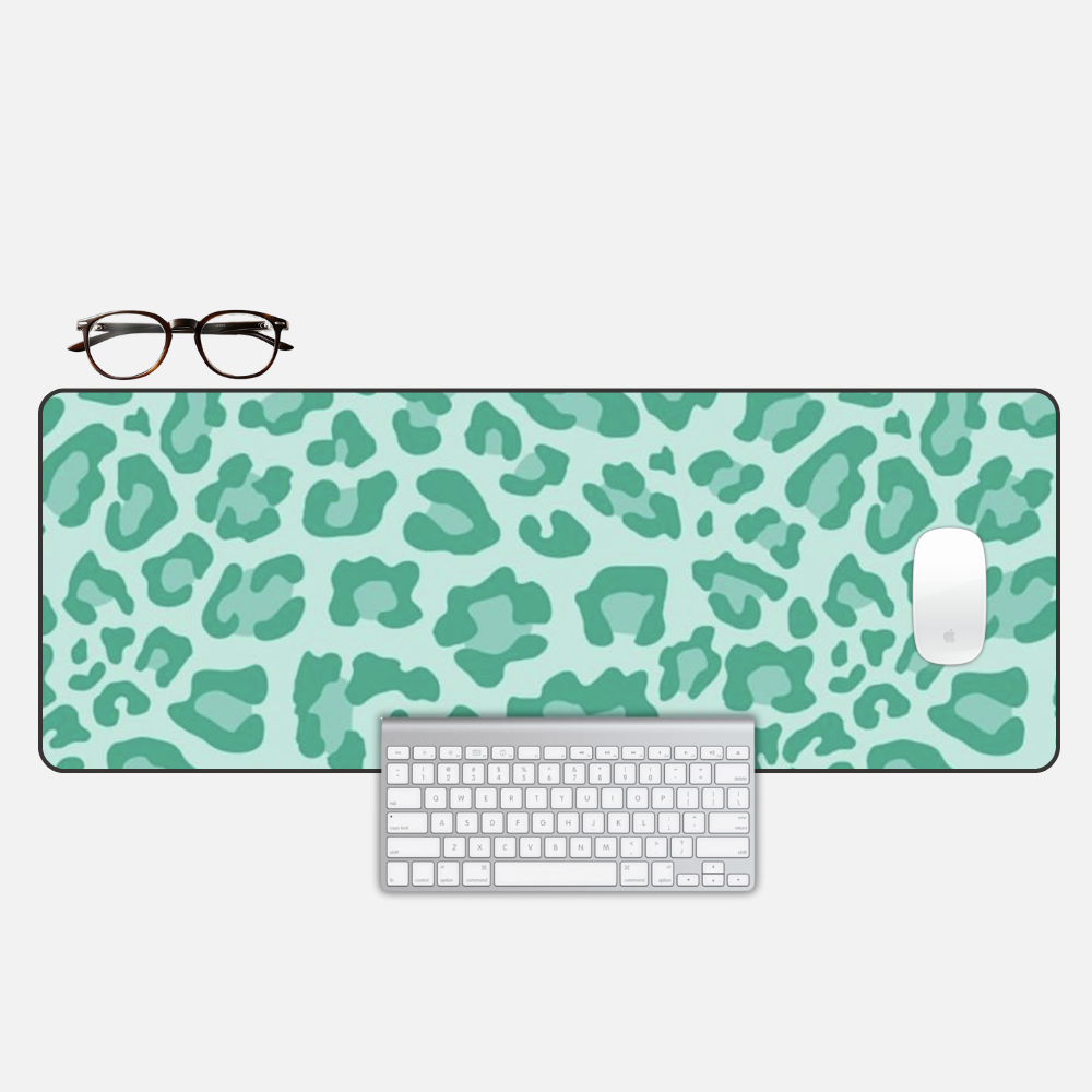 Lagoon Leopard Desk Mat and Gaming Mouse Pad