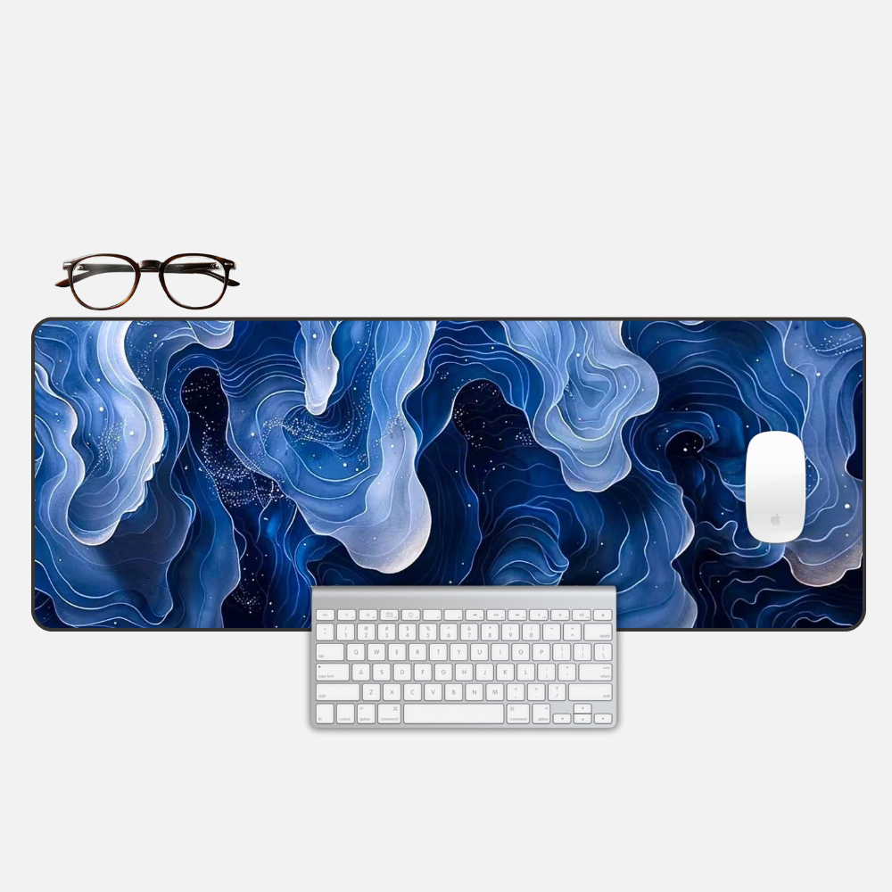 Deep Blue Current Desk Mat and Gaming Mouse Pad