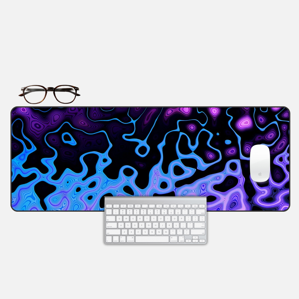 Neon Ripple Desk Mat and Gaming Mouse Pad