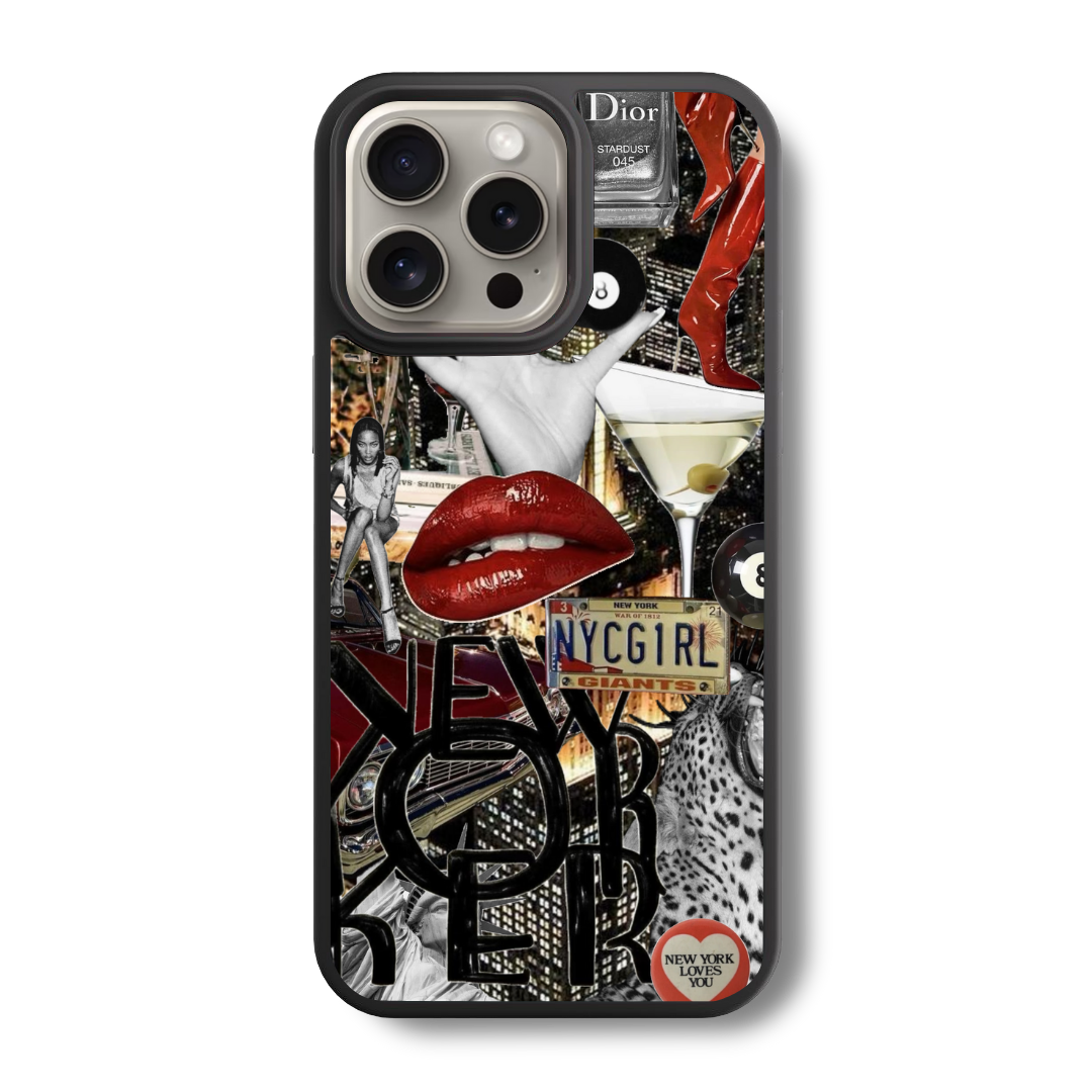 New York Nights Collage Glass Case