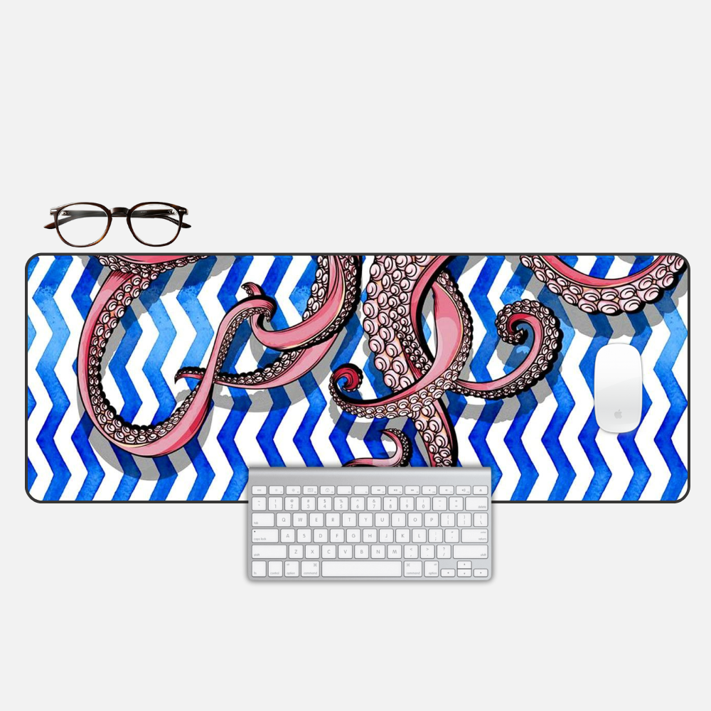 Octo-Sea Stripes Desk Mat and Gaming Mouse Pad