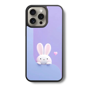 Cute White Bunny Glass Case