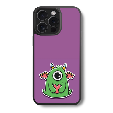 Cute Monster Solid Background Glass Case