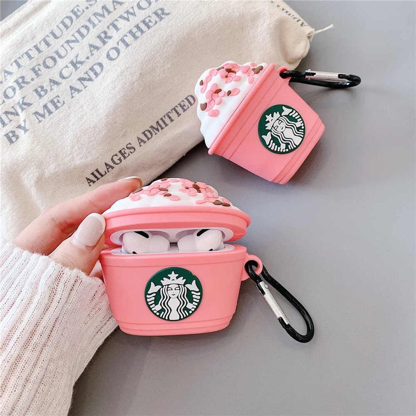 PINK COFFEE STAR-BUCKS TOUGH AIRPODS CASE COVER FOR 1/2, 3 AND AIRPODS PRO