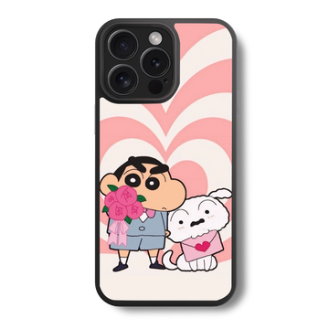 Shinchan With Hearts Glass Case