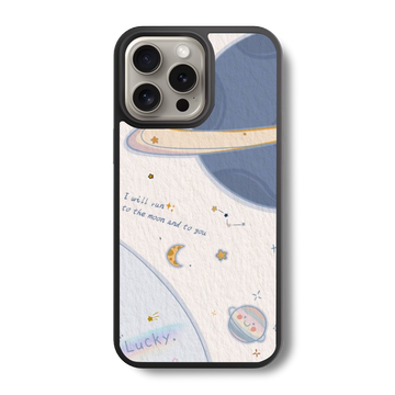 Pastel Moon & Planet Poem  Glass Case