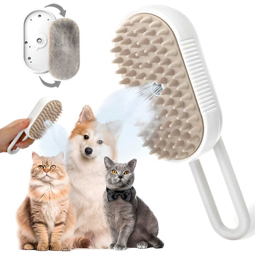 The Luxe 3-in-1 Steamy Grooming & Massage Brush for Cats and Dogs