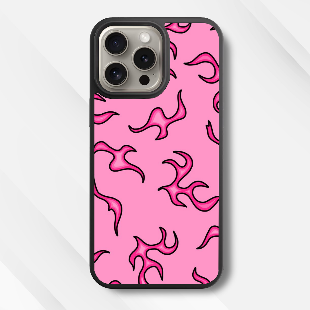 Hot Pink Flame Y2K Glass Case