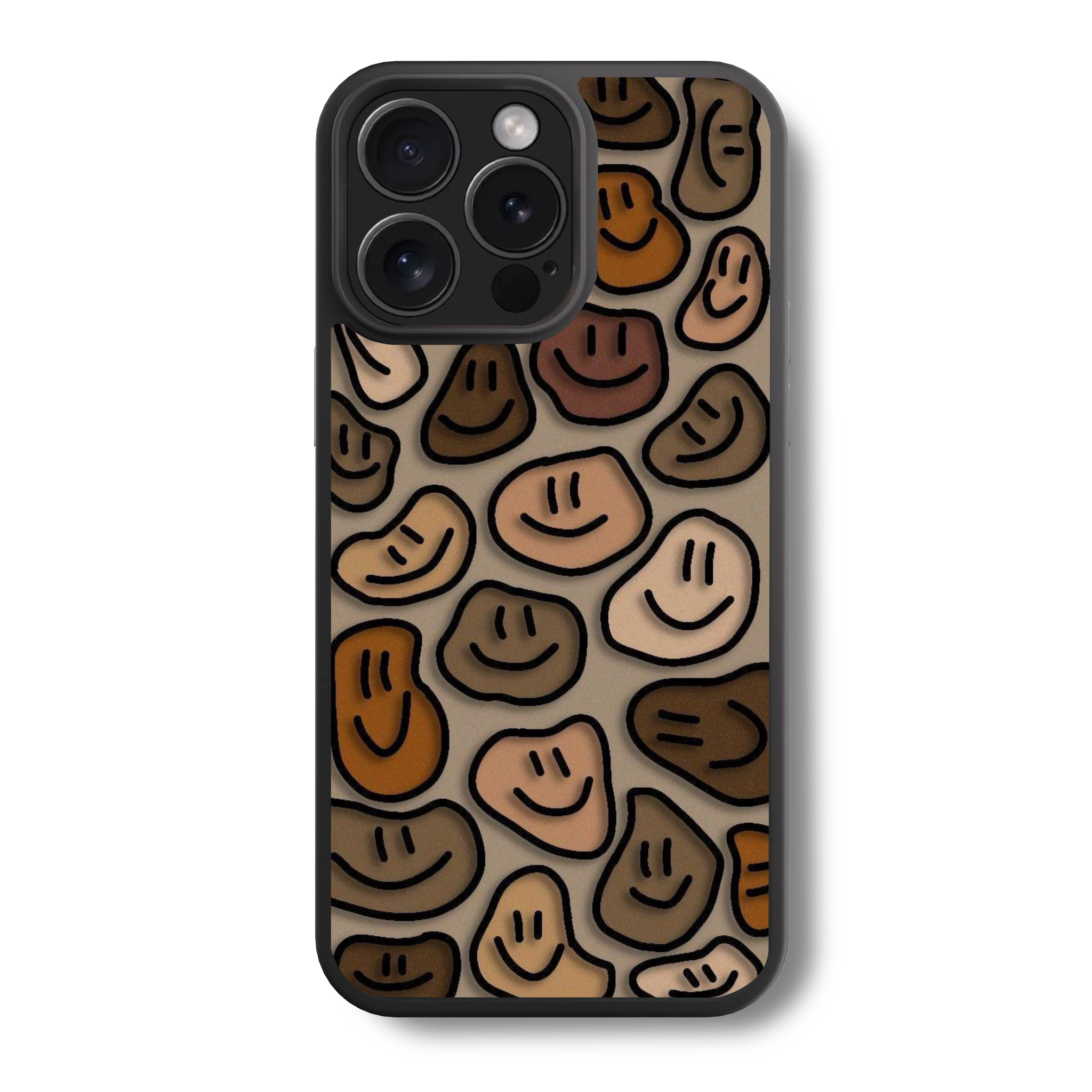 Brown Smiley Pattern Glass Case