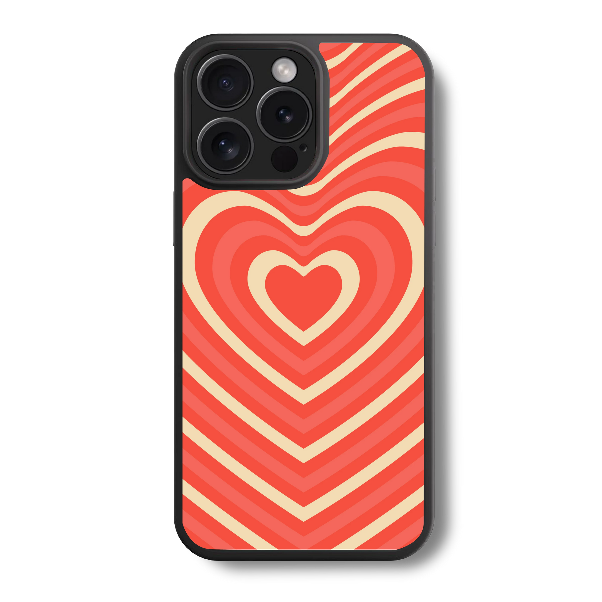 Sunset Orange Striped Heart Design Hybrid Case