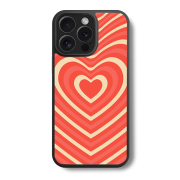 Sunset Orange Striped Heart Design Hybrid Case