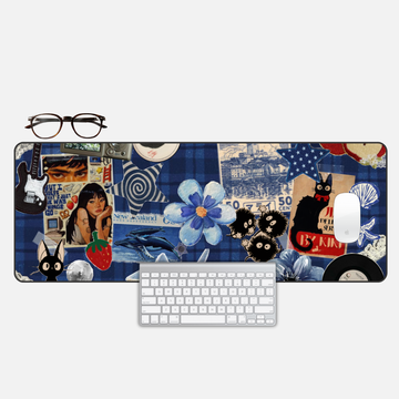 Midnight Plaid Desk Mat and Gaming Mouse Pad